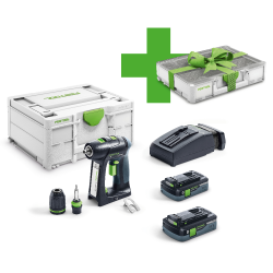 Akumuliatorinis gręžtuvas-suktuvas FESTOOL C 18 HPC 4,0 I-Plus Organizer Edition