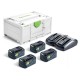 Akude ja laadija komplekt FESTOOL SYS 18V 4x5,0/TCL 6 DUO 1